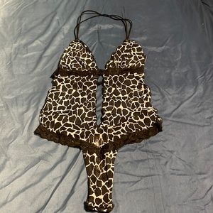 Lingerie One piece,Size: Large, Color: Black & White